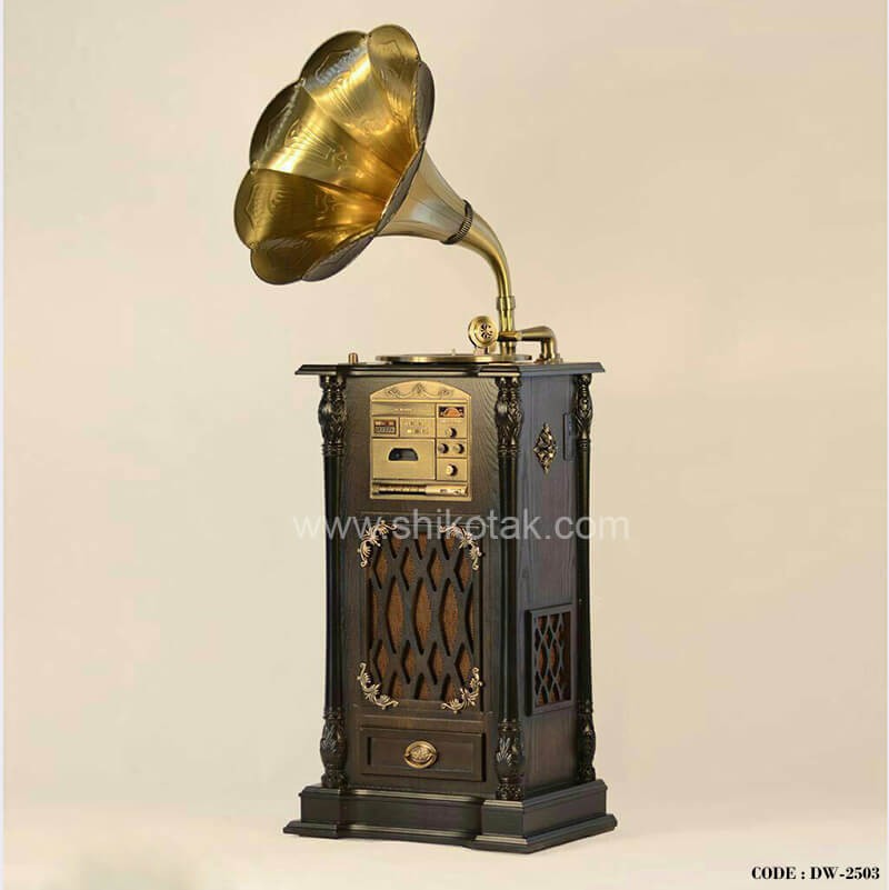 گرامافون کلاسیک چوبی قهوه ای سری 2503