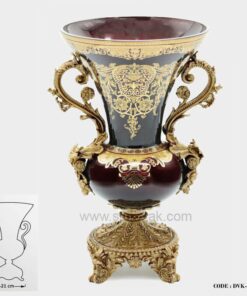 گلدان پایه برنز سلطنتی زرشکی سری 093