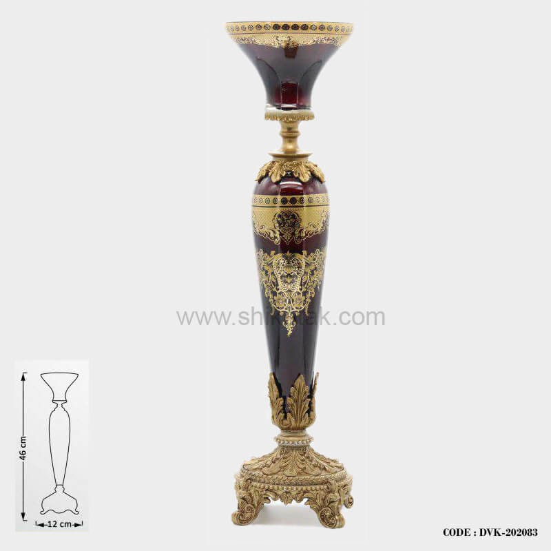 شمعدان سلطنتی پایه برنز زرشکی سری 083