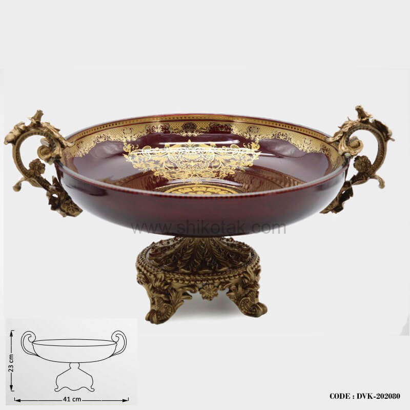 ظرف سلطنتی پایه دار زرشکی سری 080