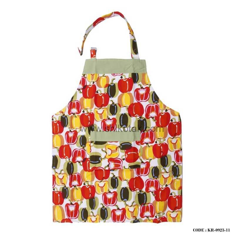 نیم ست پارچه ای آشپزخانه طرح فلفل دلمه