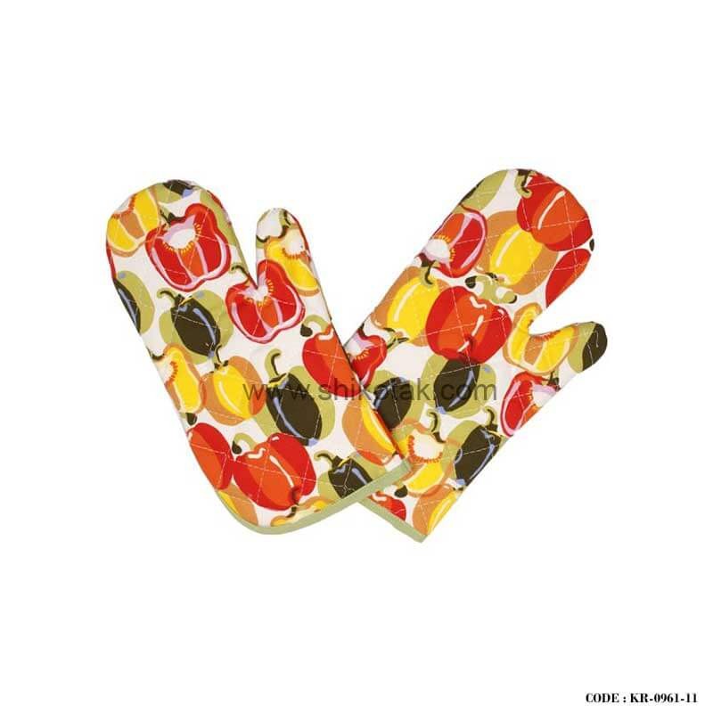 نیم ست پارچه ای آشپزخانه طرح فلفل دلمه