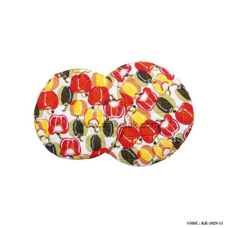 نیم ست پارچه ای آشپزخانه طرح فلفل دلمه