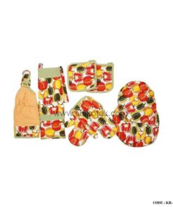 نیم ست پارچه ای آشپزخانه طرح فلفل دلمه