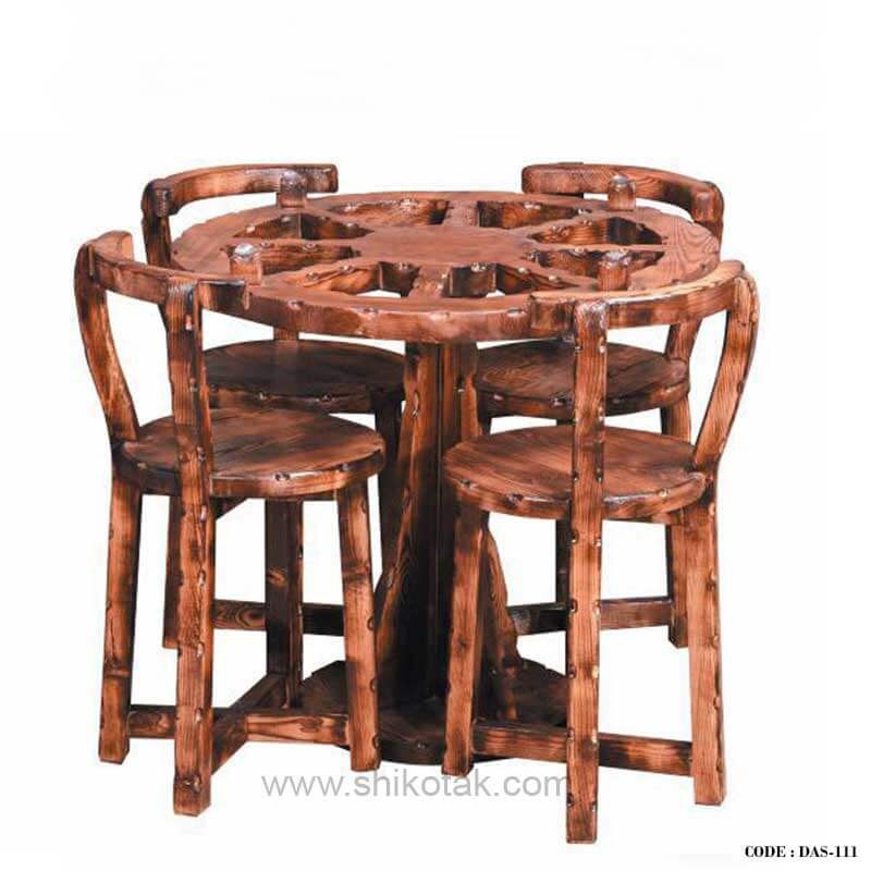 میز و صندلی ناهار خوری چوبی گرد سری111S