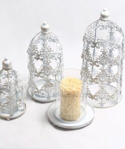 جا شمعی مدل قفس سفید طلایی