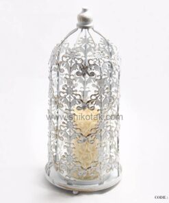 جا شمعی مدل قفس سفید طلایی