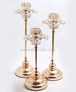 شمعدان طلایی طرح گل لاله