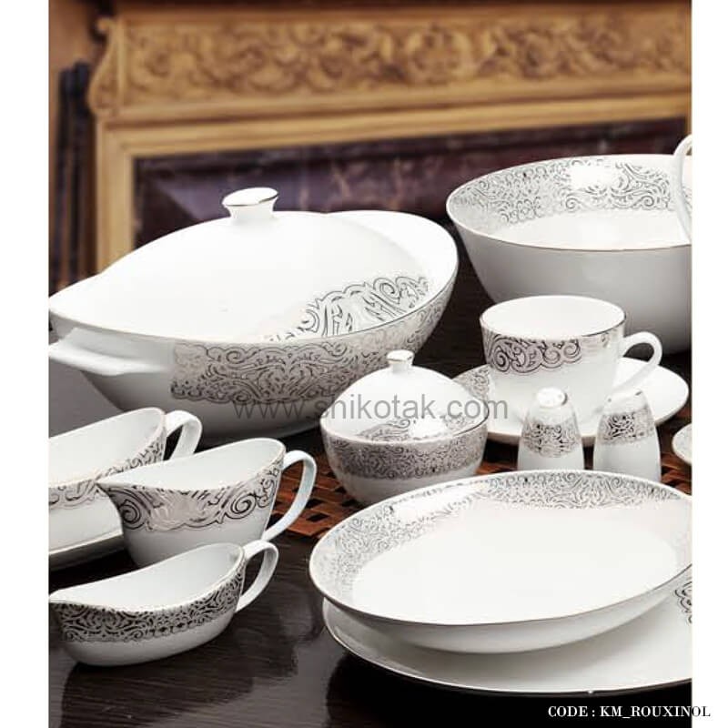 سرویس غذاخوری مقصود 29 پارچه طرح روکسینول خاکستری