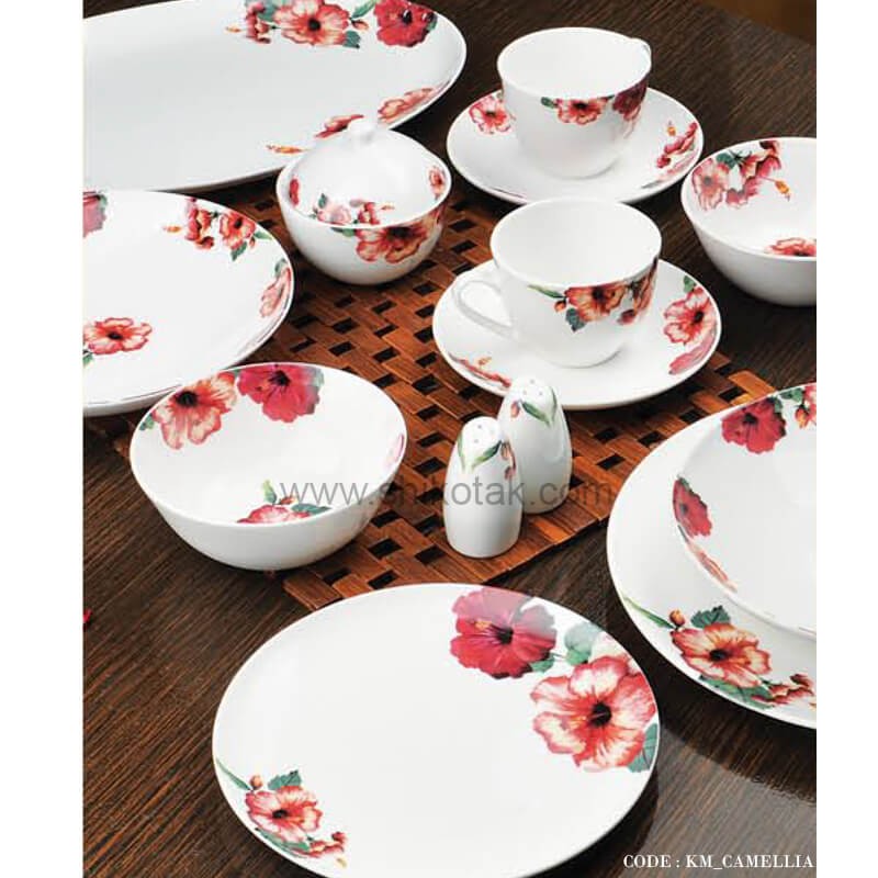 سرویس غذاخوری چینی طرح کاملیا 90 پارچه