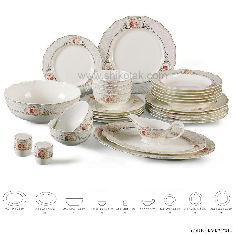 سرویس غذا خوری چینی6نفره طرح الیزابت