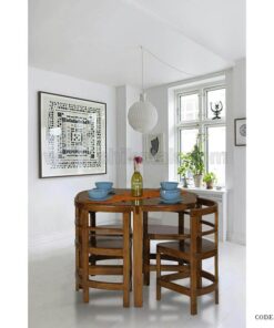 ست میز و صندلی چوبی کمجا چهار نفره مربع