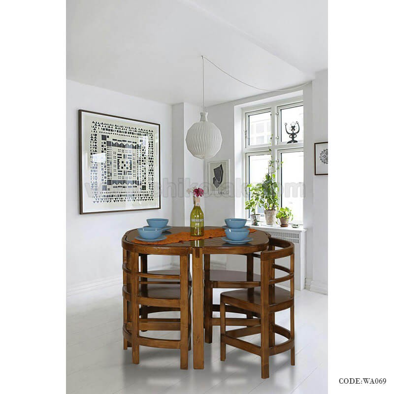 ست میز و صندلی چوبی کمجا چهار نفره مربع