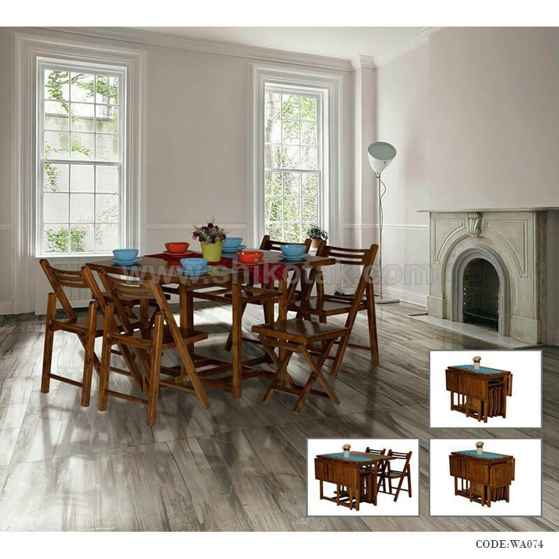 میز و صندلی غذاخوری تاشو تبدیلی 4 نفره به 6 نفره