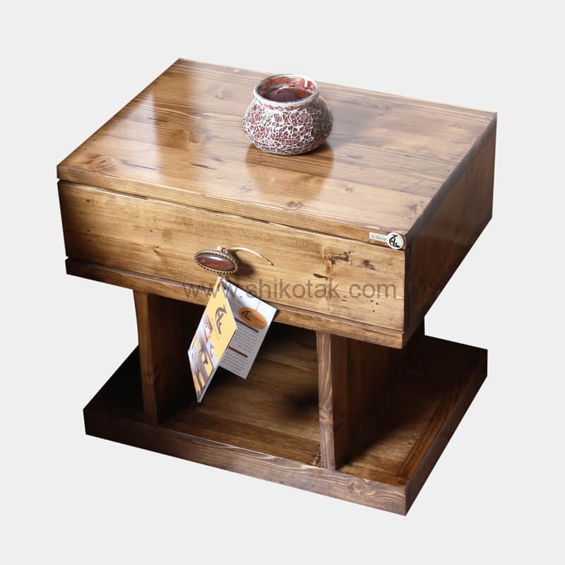 پا تختی چوبی تک کشو مدل روناک