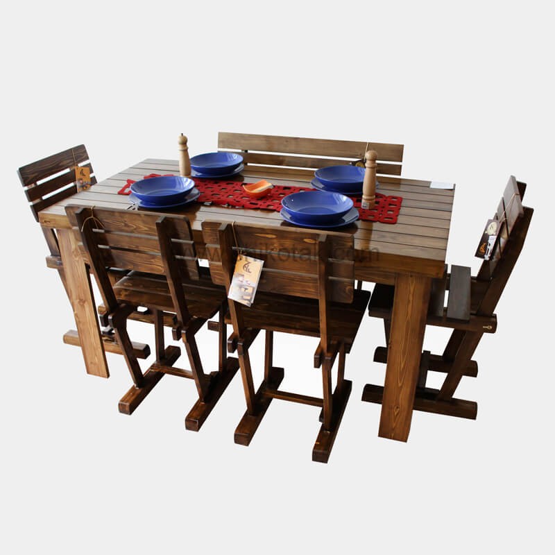 میز ناهارخوری کشودار چوبی بلند سری 414D