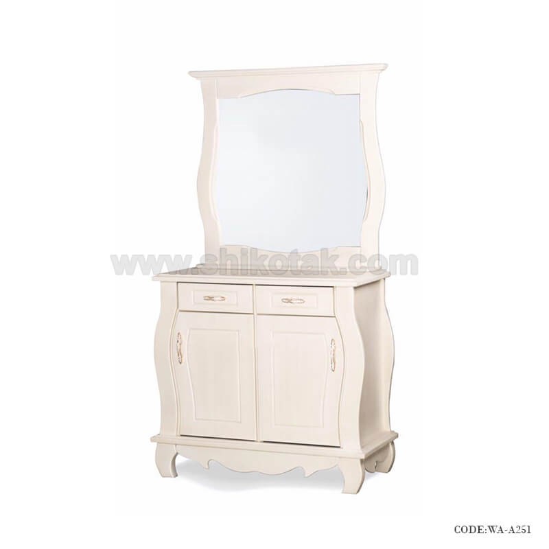 بوفه چوبی آینه دار سفید سری A251