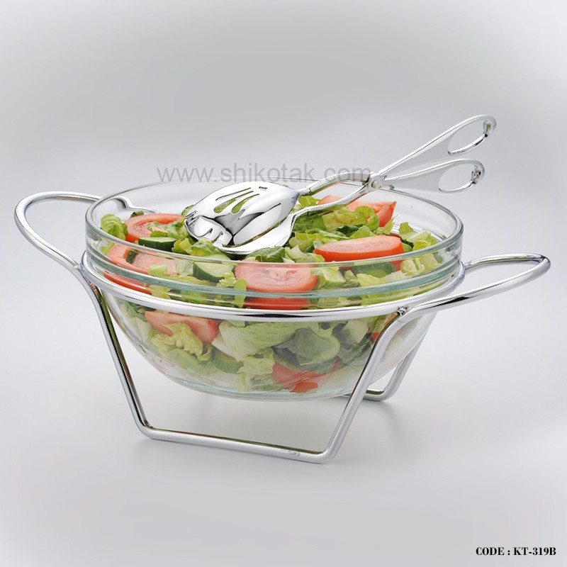 ظرف سالاد خوری استیل مدل میله ای