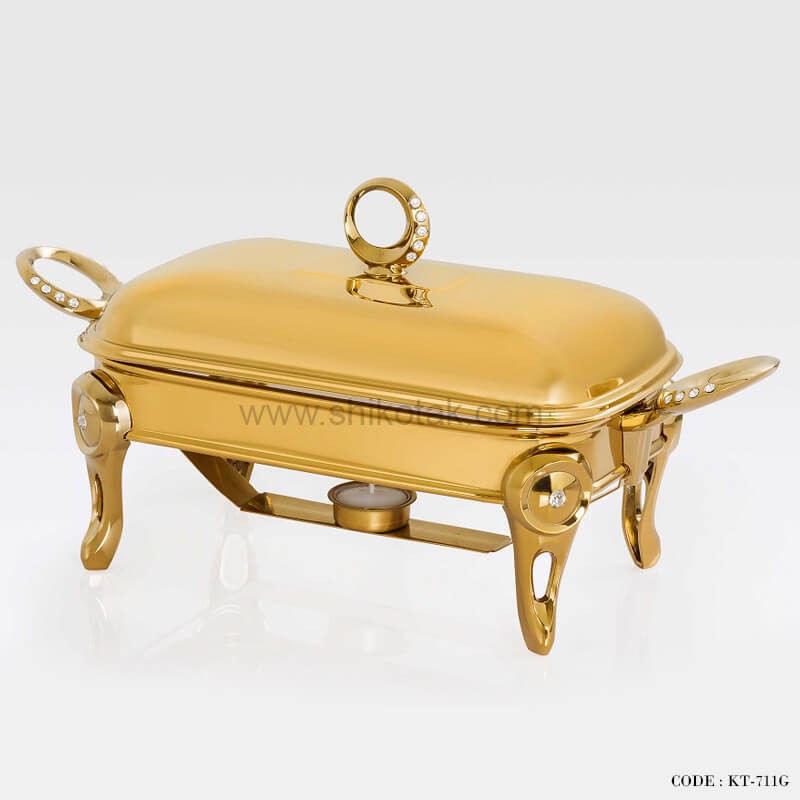 سوفله خوری نگین دار طلایی مستطیل کوچک