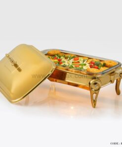 سوفله خوری نگین دار طلایی مستطیل متوسط