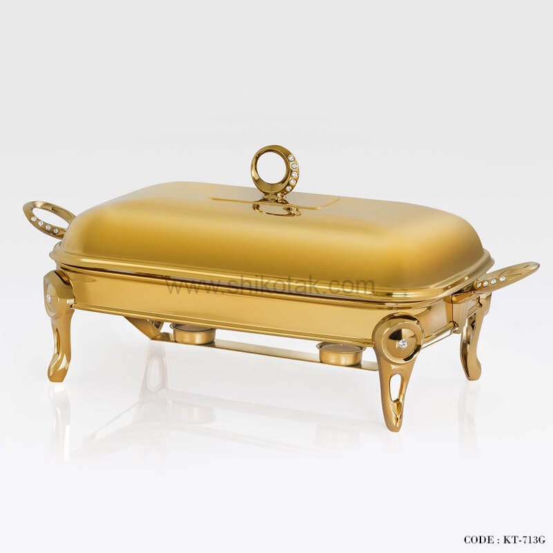 سوفله خوری نگین دار طلایی مستطیل بزرگ