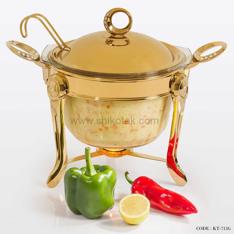 سوپ خوری نگین دار طلایی سایز بزرگ