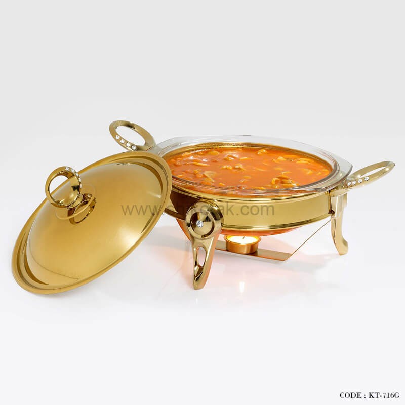سوپ خوری نگین دار طلایی سایز کوچک