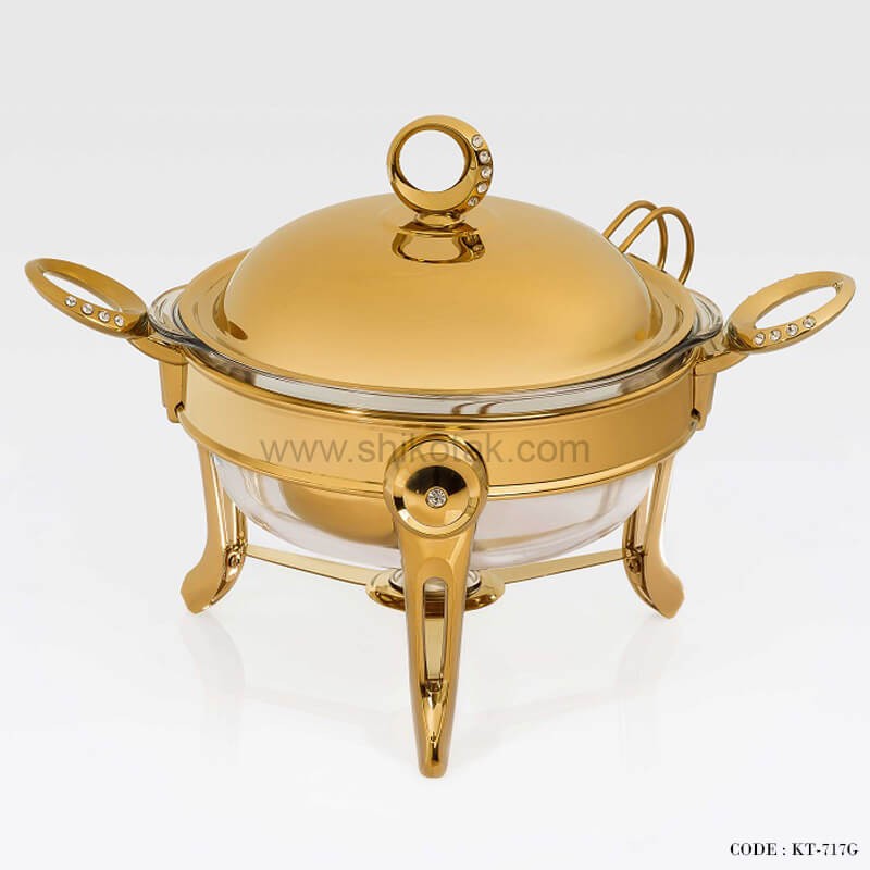 سوپ خوری نگین دار طلایی سایز متوسط