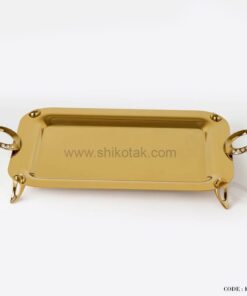 سینی استیل طلایی نگین دار