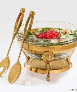 سالاد خوری پایه دار طلایی طرح نگین دار