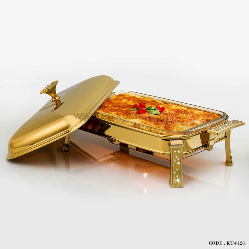 سوفله خوری مستطیل طرح دایموند طلایی متوسط