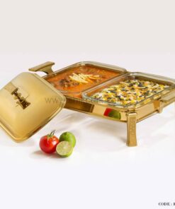 سوفله خوری دوتایی مستطیل طرح دایموند طلایی