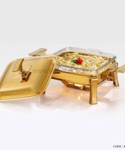 ظرف سوفله خوری دایموند طلایی مربع کوچک