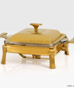 ظرف سوفله خوری دایموند طلایی مربع بزرگ