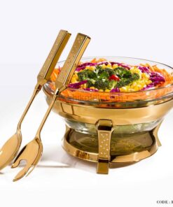 ظرف سالاد خوری استیل مدل دایموند طلایی
