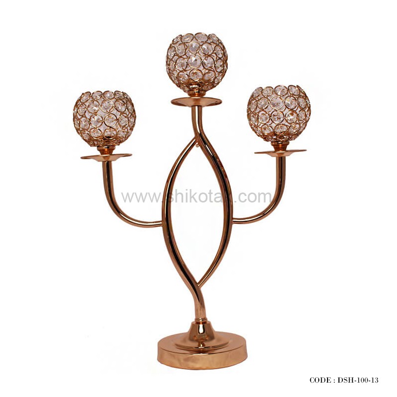 جاشمعی پایه دار سه شعله مدل دل