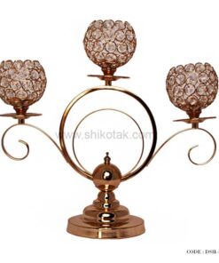 جاشمعی پایه دار کریستالی 3 شعله دایره