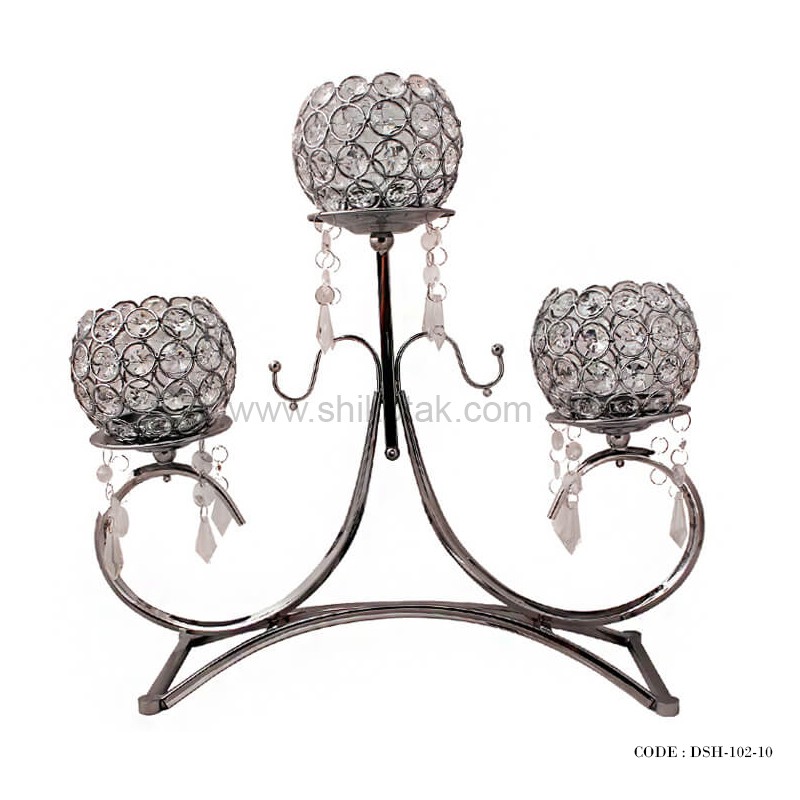 جاشمعی پایه دار سیلور 3 شعله مدل هشتی