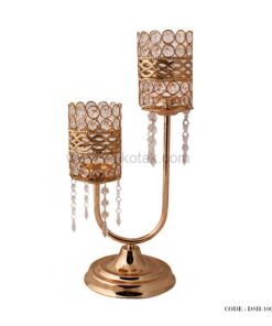 جاشمعی پایه دار کریستالی دو شعله مدل J