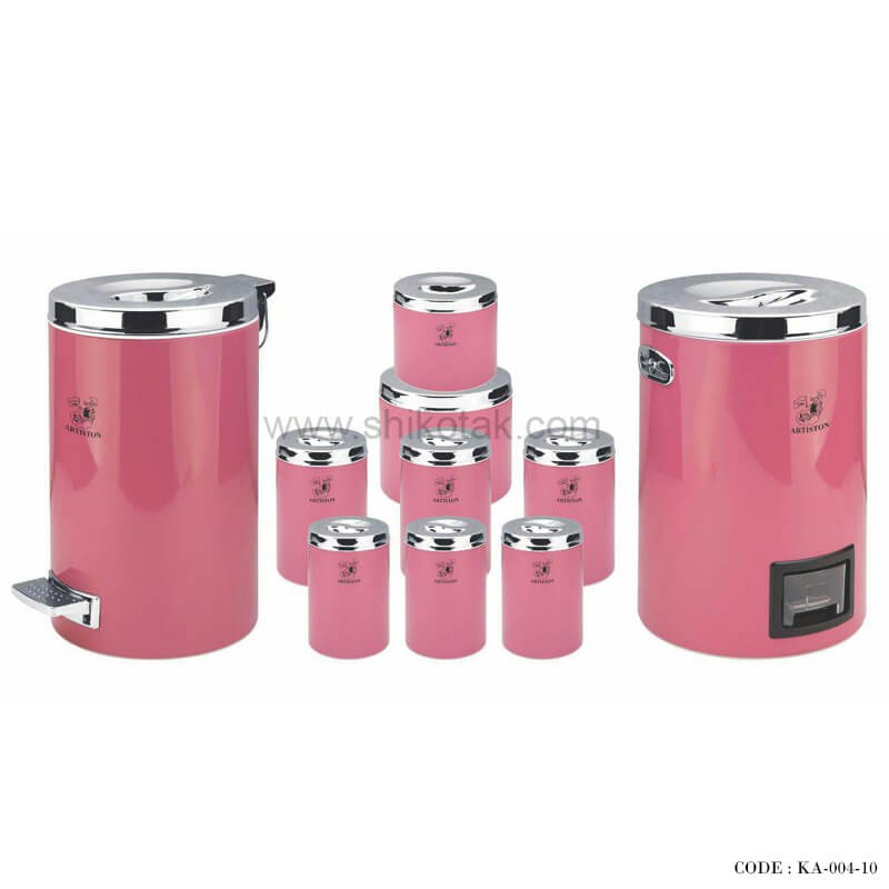 ست 10 پارچه آشپزخانه جهیزیه عروس صورتی چرک