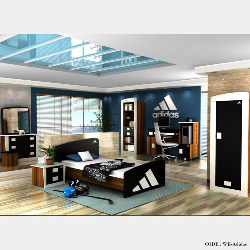 سرویس تخت و کمد نوجوان مدل آدیداس