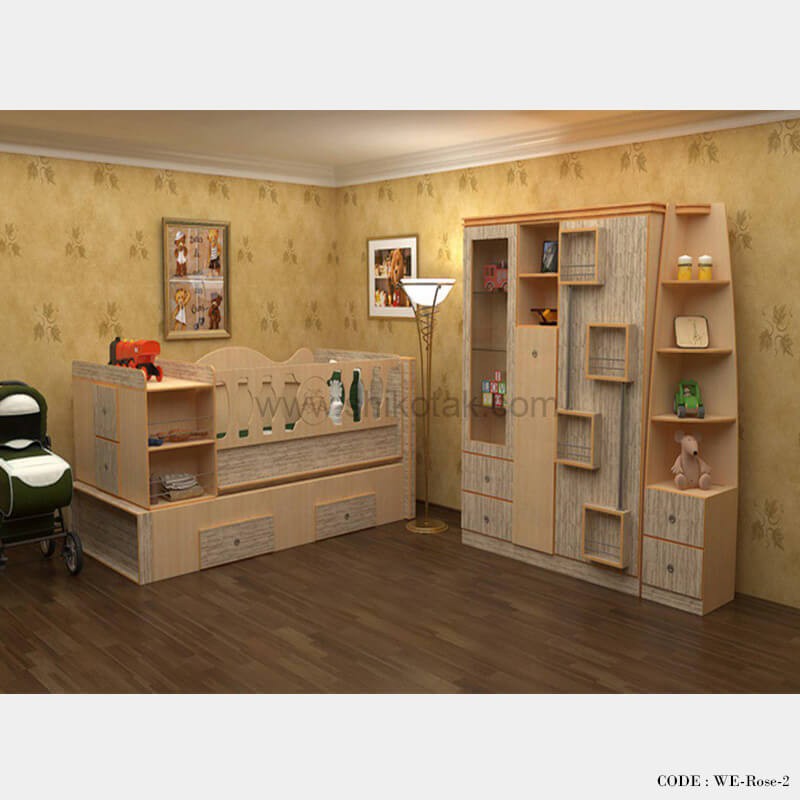 ست تخت و کمد نوزاد-نوجوان مدل رز