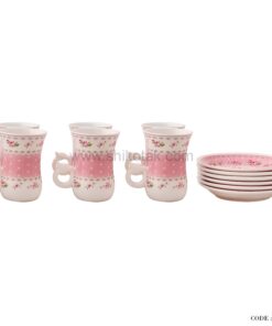 ست فنجان نلعبکی چینی طرح آنجلا صورتی