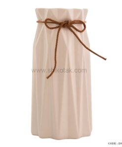 گلدان سرامیکی لب نخ دار سفید