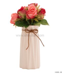 گلدان سرامیکی لب نخ دار سفید