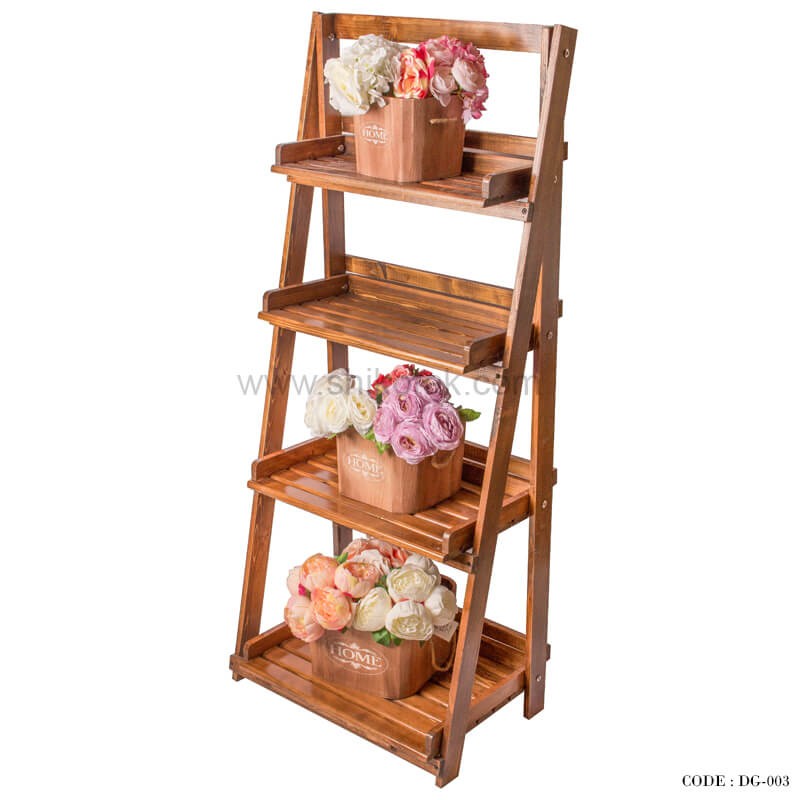 جا گلدانی چوبی تاشو گردوئی