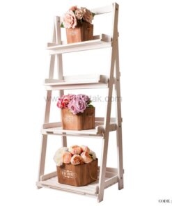 جا گلدانی 4 طبقه چوبی تاشو سفید