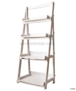 جا گلدانی 4 طبقه چوبی تاشو سفید