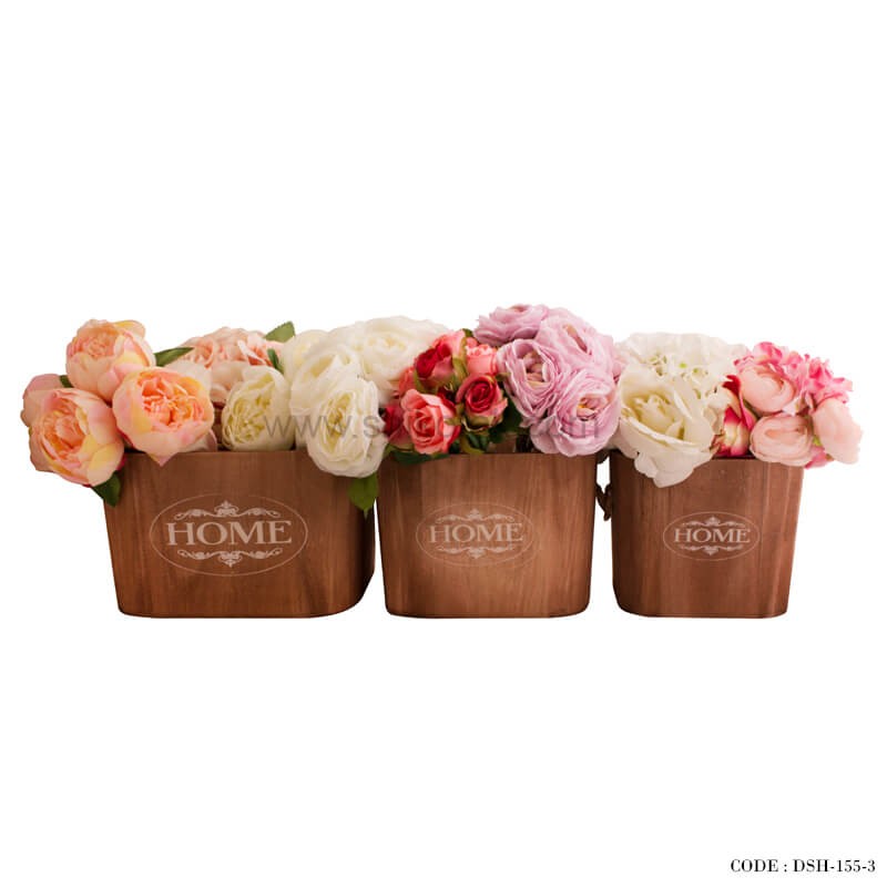 باکس نظم دهنده چوبی سه عددی قهوه ای طرح home