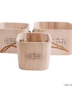 باکس چوبی سه عددی سفید طرح HOME